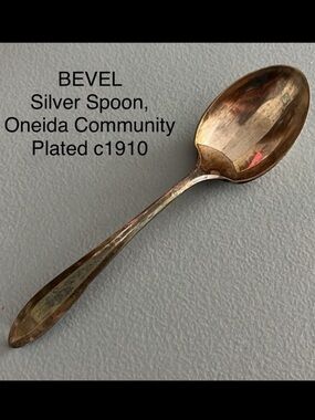Vintage Oneida Community BEVEL Silverplate Spoon c1910 Flatware Replacement 6.5”